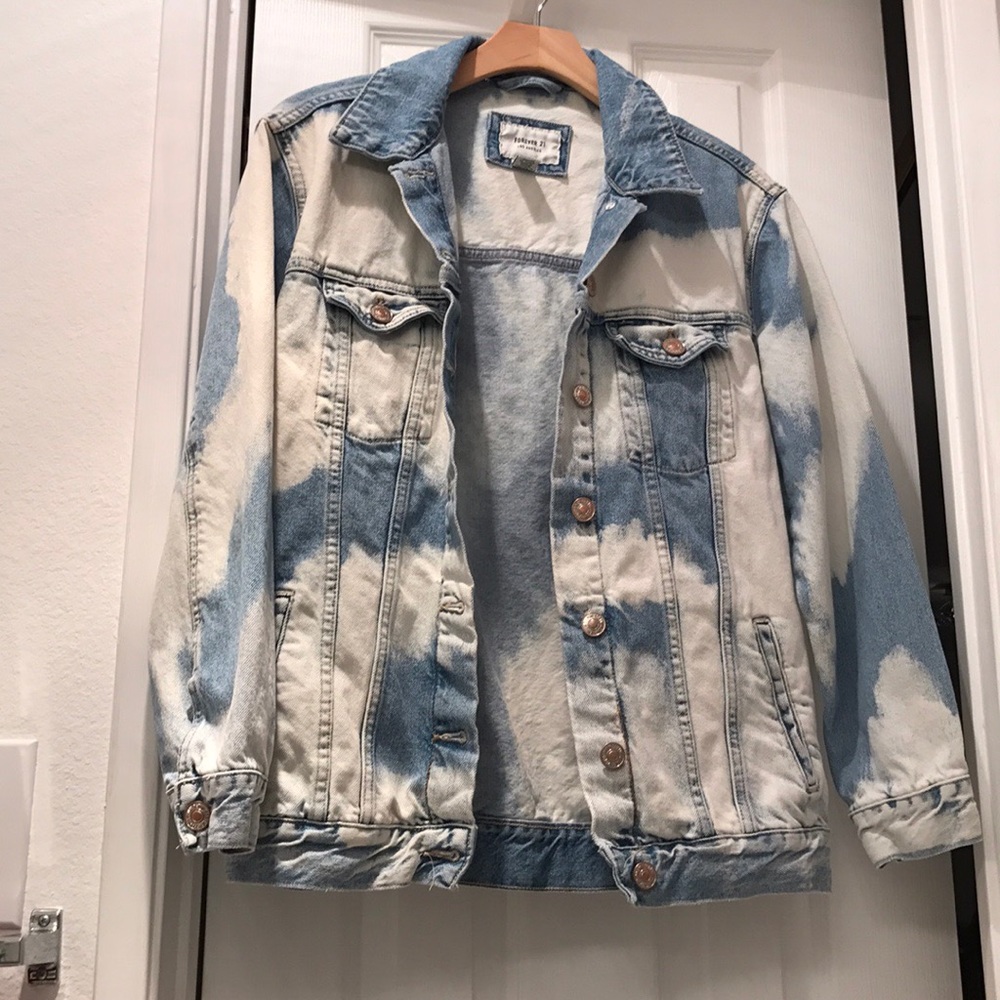 Forever21 bleach tie dye, oversized  jean jacket